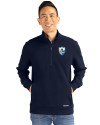 Los Angeles Chargers Historic Cutter & Buck Roam Epic Versatility Recycled Quarter Zip Mens Pullover Navy Blue Front Thumbnail Image