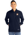Houston Astros Cutter & Buck Roam Epic Versatility Recycled Quarter Zip Mens Pullover Navy Blue Front Thumbnail Image