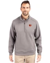 Cincinnati Bengals Cutter & Buck Roam Recycled Buttery-Soft Knit Mens Quarter Zip Jacket Elemental Grey Front Thumbnail Image