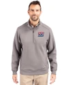 View image 1: New York Giants Historic Cutter & Buck Roam Recycled Buttery-Soft Knit Mens Quarter Zip Jacket Elemental Grey Front