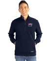 View image 4: New York Giants Historic Cutter & Buck Roam Recycled Buttery-Soft Knit Mens Quarter Zip Jacket Navy Blue Front