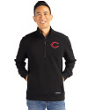 Cincinnati Reds Cutter & Buck Roam Epic Versatility Recycled Quarter Zip Mens Pullover Black Front Thumbnail Image
