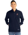 View image 4: Auburn Tigers College Vault Cutter & Buck Roam Recycled Buttery-Soft Knit Mens Quarter Zip Jacket Navy Blue Front