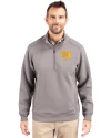 View image 1: Michigan Wolverines Alumni Cutter & Buck Roam Recycled Buttery-Soft Knit Mens Quarter Zip Jacket Elemental Grey Front