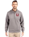 Utah Utes College Vault Cutter & Buck Roam Epic Versatility Recycled Quarter Zip Mens Pullover Elemental Grey Front Thumbnail Image