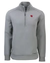 Nebraska Cornhuskers College Vault Cutter & Buck Roam Eco Recycled Quarter Zip Mens Pullover Elemental Grey Mannequin Thumbnail Image