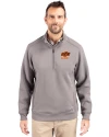 View image 4: Oklahoma State Cowboys Alumni Cutter & Buck Roam Recycled Buttery-Soft Knit Mens Quarter Zip Jacket Elemental Grey Front