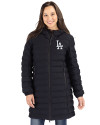 Los Angeles Dodgers Cutter & Buck Mission Ridge Repreve Eco Insulated Womens Long Puffer Jacket Black Front Thumbnail Image