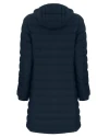 New Hampshire Wildcats College Vault Cutter & Buck Mission Ridge Repreve Eco Insulated Womens Long Puffer Jacket Navy Blue Mannequin Back Thumbnail Image