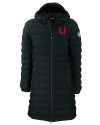 Utah Utes College Vault Cutter & Buck Mission Ridge Repreve Eco Insulated Womens Long Puffer Jacket Black Mannequin Thumbnail Image