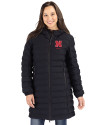 Nebraska Cornhuskers Alumni Cutter & Buck Mission Ridge Repreve Eco Insulated Womens Long Puffer Jacket Black Front Thumbnail Image
