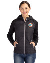 Miami Dolphins Historic Cutter & Buck Rainier Primaloft Womens Eco Full Zip Hybrid Jacket Black Front Thumbnail Image