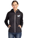 Arizona Cardinals Historic Cutter & Buck Rainier Primaloft Womens Eco Full Zip Hybrid Jacket Black Front Thumbnail Image