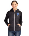 Los Angeles Rams Historic Cutter & Buck Rainier Primaloft Womens Eco Full Zip Hybrid Jacket Black Front Thumbnail Image