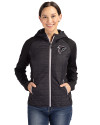 Atlanta Falcons Cutter & Buck Rainier Primaloft Womens Eco Full Zip Hybrid Jacket Black Front Thumbnail Image