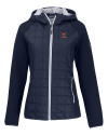 View image 6: Texas Longhorns Alumni Cutter & Buck Rainier Recycled Insulated Hybrid Puffer Womens Full Zip Jacket Dark Navy Mannequin