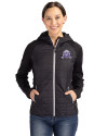 Northwestern Wildcats College Vault Cutter & Buck Rainier Primaloft Womens Eco Full Zip Hybrid Jacket Black Front Thumbnail Image