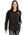 Tampa Bay Buccaneers Historic Cutter & Buck Roam Epic Versatility Recycled Womens Shirt Jacket Black Front Thumbnail Image