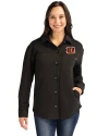 Cincinnati Bengals Cutter & Buck Roam Epic Versatility Recycled Womens Shirt Jacket Black Front Thumbnail Image