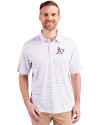 Athletics Stars And Stripes Cutter & Buck Forge Pencil Stripe Stretch Mens Polo White Front Thumbnail Image