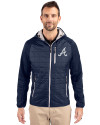 Atlanta Braves Cutter & Buck Rainier Primaloft Mens Eco Full Zip Hybrid Jacket Dark Navy Front Thumbnail Image
