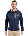 Old Dominion Monarchs College Vault Cutter & Buck Rainier Primaloft Mens Eco Full Zip Hybrid Jacket Dark Navy Front Thumbnail Image