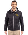 Green Bay Packers NFL Helmet Cutter & Buck Rainier Primaloft Eco Mens Full Zip Hooded Jacket Black Front Thumbnail Image