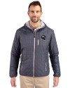 View image 1: Denver Broncos NFL Helmet Cutter & Buck Rainier Recycled Insulated Puffer Mens Full Zip Hooded Jacket Anthracite Melange Front