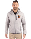 Baltimore Orioles Cutter & Buck Rainier Primaloft Eco Mens Full Zip Hooded Jacket Polished Medium Gray Front Thumbnail Image