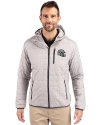 Las Vegas Raiders NFL Helmet Cutter & Buck Rainier Primaloft Eco Mens Full Zip Hooded Jacket Polished Medium Gray Front Thumbnail Image