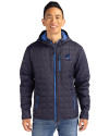 Miami Dolphins Americana Cutter & Buck Rainier Recycled Insulated Puffer Mens Full Zip Hooded Jacket Dark Navy Front Thumbnail Image