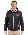 New York Giants Cutter & Buck Rainier Primaloft Eco Mens Full Zip Hooded Jacket Black Front Thumbnail Image