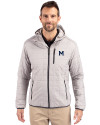 Michigan Wolverines College Vault Cutter & Buck Rainier Primaloft Eco Mens Full Zip Hooded Jacket Polished Medium Gray Front Thumbnail Image