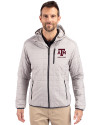 Texas A&M Aggies Alumni Cutter & Buck Rainier Primaloft Eco Mens Full Zip Hooded Jacket Polished Medium Gray Front Thumbnail Image