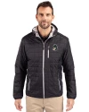 Michigan State Spartans College Vault Cutter & Buck Rainier Primaloft Eco Mens Full Zip Hooded Jacket Black Front Thumbnail Image