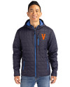 Virginia Hoos College Vault Cutter & Buck Rainier Primaloft Eco Mens Full Zip Hooded Jacket Dark Navy Front Thumbnail Image