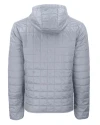 Utah Utes College Vault Cutter & Buck Rainier Primaloft Eco Mens Full Zip Hooded Jacket Polished Medium Gray Mannequin Back Thumbnail Image