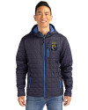 FIU Panthers College Vault Cutter & Buck Rainier Primaloft Eco Mens Full Zip Hooded Jacket Dark Navy Front Thumbnail Image