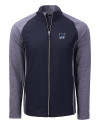 New Hampshire Wildcats College Vault Cutter & Buck Adapt Eco Knit Hybrid Recycled Mens Big & Tall Full Zip Jacket Navy Blue Heather/Navy Blue Mannequin Thumbnail Image