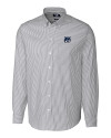 New Hampshire Wildcats College Vault Cutter & Buck Stretch Oxford Stripe Mens Big and Tall Long Sleeve Dress Shirt Charcoal Mannequin Thumbnail Image