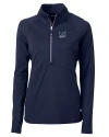 New Hampshire Wildcats College Vault Cutter & Buck Adapt Eco Knit Stretch Recycled Womens Half Zip Pullover Navy Blue Mannequin Thumbnail Image