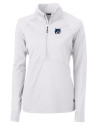 New Hampshire Wildcats College Vault Cutter & Buck Adapt Eco Knit Stretch Recycled Womens Half Zip Pullover White Mannequin Thumbnail Image