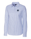 New Hampshire Wildcats College Vault Cutter & Buck Stretch Oxford Stripe Womens Long Sleeve Dress Shirt Light Blue Mannequin Thumbnail Image