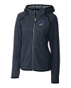 New Hampshire Wildcats College Vault Cutter & Buck Mainsail Full Zip Hooded Womens Jacket Liberty Navy Heather Mannequin Thumbnail Image