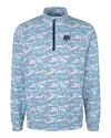 New Hampshire Wildcats College Vault Cutter & Buck Traverse Stretch Eco Camo Print Quarter Zip Mens Pullover Indigo Mannequin Thumbnail Image