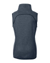 New Hampshire Wildcats College Vault Cutter & Buck Mainsail Sweater Knit Womens Asymmetrical Vest Liberty Navy Heather Mannequin Back Thumbnail Image