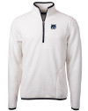 New Hampshire Wildcats College Vault Cutter & Buck Cascade Eco Fleece Mens Quarter Zip Jacket Shell/Navy Blue Mannequin Thumbnail Image