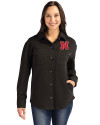 Nebraska Cornhuskers Cutter & Buck Roam Epic Versatility Recycled Womens Shirt Jacket Black Front Thumbnail Image