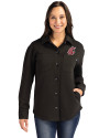 Washington State Cougars Cutter & Buck Roam Epic Versatility Recycled Womens Shirt Jacket Black Front Thumbnail Image
