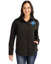 Indiana State Sycamores Cutter & Buck Roam Epic Versatility Recycled Womens Shirt Jacket Black Front Thumbnail Image